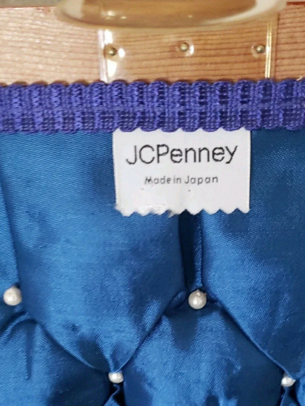 Woven Straw Sewing Basket Vintage with Blue Floral Needlepoint Lid from JcPennys